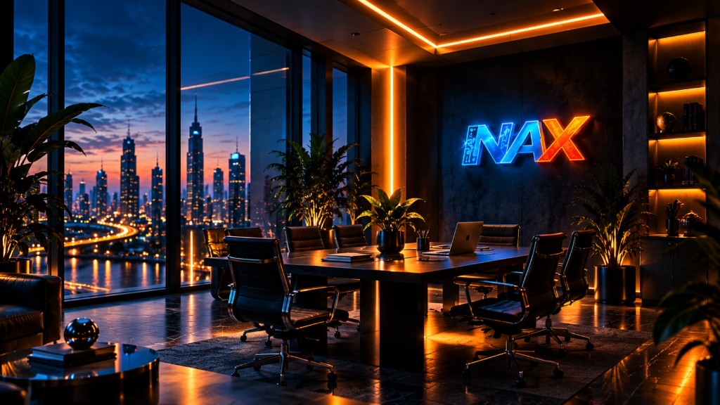 NEYAX toplantı odası ve neon logo